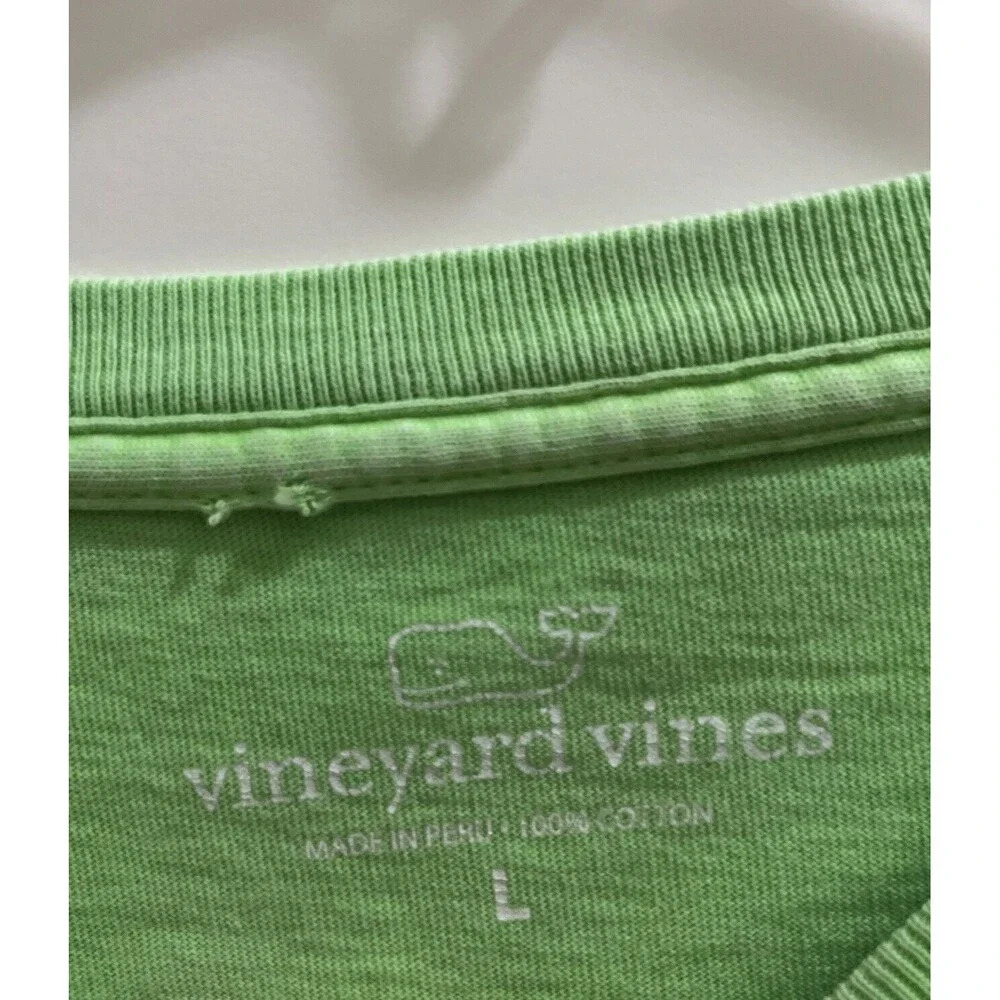 Vineyard Vines Men's Long Sleeve Shirt Lime Green Size Large Blue Whale - Picture 3 of 5
